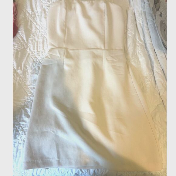 Revolve Song of Style Smocked Mini Dress Sz S Minimalist Classy Preppy Ivory - Picture 4 of 5